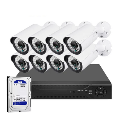 Kit 8 Cámaras CCTV FullHD 1080 + Disco Duro 1TB