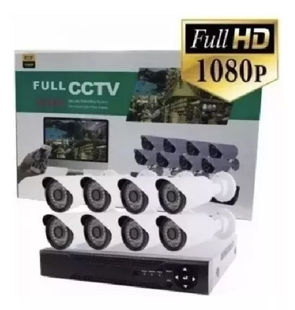 Kit 8 Cámaras CCTV FullHD 1080 + Disco Duro 1TB